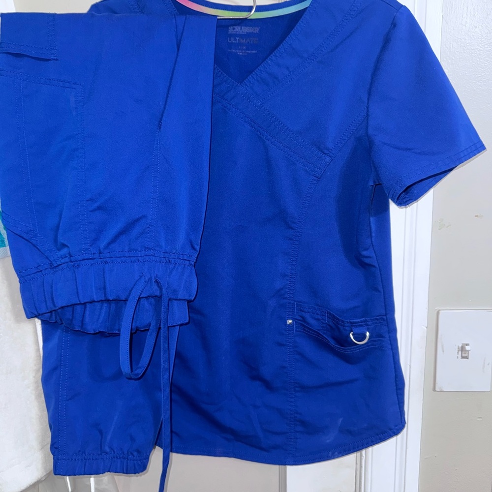 Scrubstar Royal Blue Medical Scrubs set S Top M jogger pants